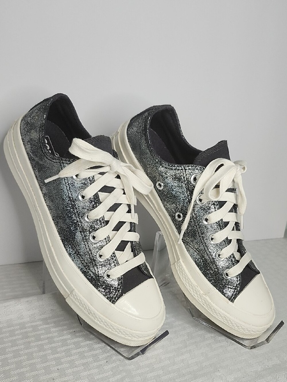 Converse Chuck 70 Ox Metallic Silver Leather Sneakers W8 / M6